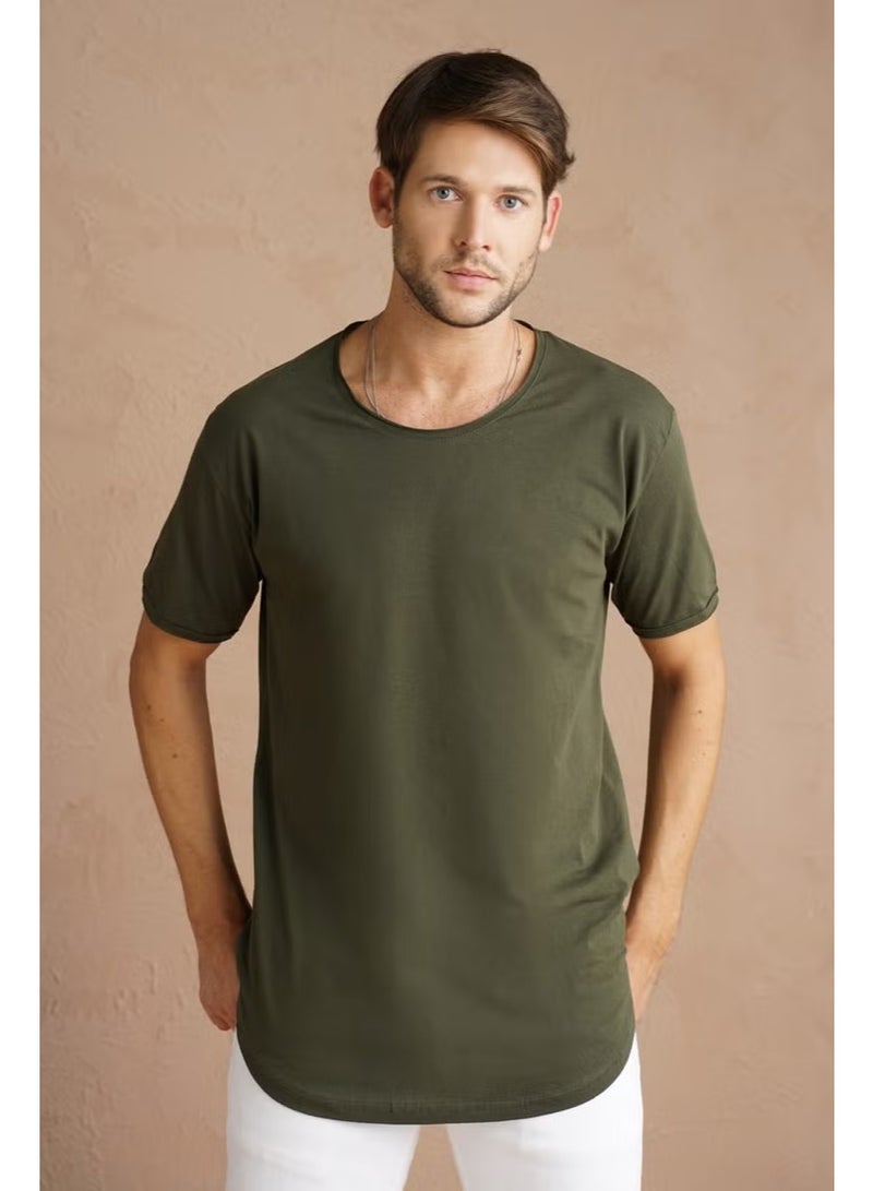 Cool Tarz Cool Style Men's Dark Khaki Sloppy Collar Loose T-SHIRT-TCPS001R67S - Image 2